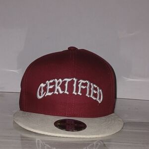 Maroon and Cream Snapback Hat